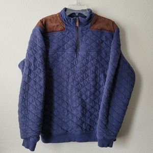 Vineyard Vines Shep Shirt Quilted Suede 1/4 Zip Navy Pullover Sweater Sweatshirt